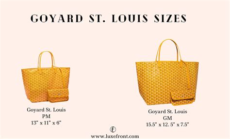 goyard shopping bag size|goyard st louis tote sizes.